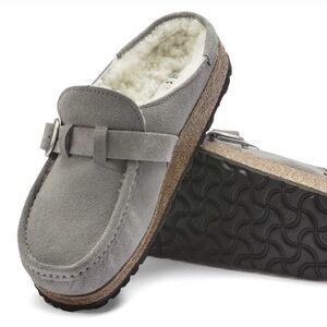 Birkenstock Gray Suede Buckley Shearling-lined EU39 US 8/8.5 Narrow Width